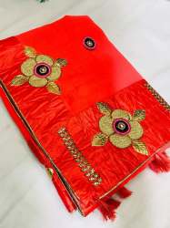  Orange Party Wear Marble Georgette Saree Women