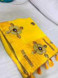 Yellow Party Wear Marble Georgette Saree For Women