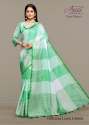 Cool  Checks With Silver Zari Pallu Saree thumb 3