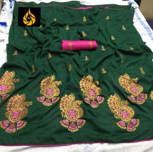  Good Looking Full rich Embroidery silk saree