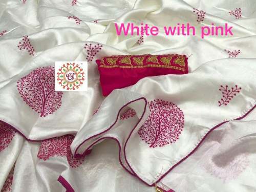  Gorgeous Full Rich Embroidery Silk Saree