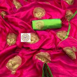 Graceful  Full Rich Embroidery Sana Silk Saree