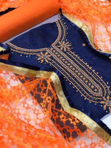 Lovely Blue Cotton Dress Material For women by i Global Enterprise