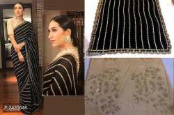 New Fency Georgette Embroidery Saree