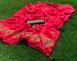  Precious full Embroidery Work Chiffon Saree