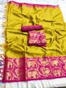 Rich Cotton Silk Woven Border Saree thumb 1