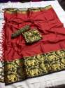 Rich Cotton Silk Woven Border Saree thumb 4