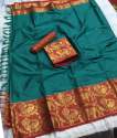 Rich Cotton Silk Woven Border Saree thumb 5