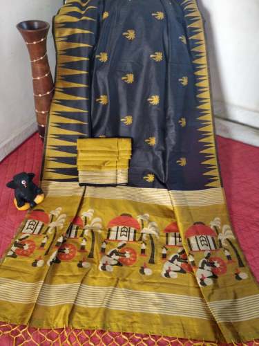 Snazzy Jecquard Linen Silk Saree For Women