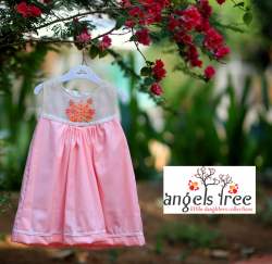Girls Pink Party Wear Frock