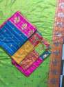 Checks embroidery hand work saree