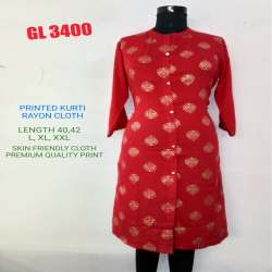 Red Butta Printed Rayon Kurtis