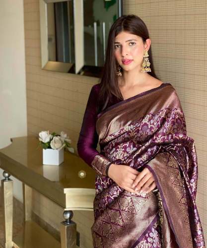 beautiful Zari work Banarasi Soft Silk Saree  by Aaradhya Fashion