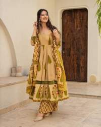 Elegant Flaired Anarkali kurta set with new style in saganeri print