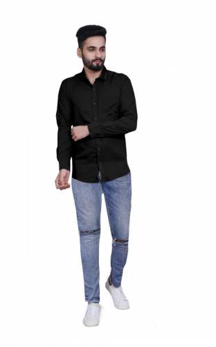 Plain Black Slim fit Collar Shirt  by Jencuz World