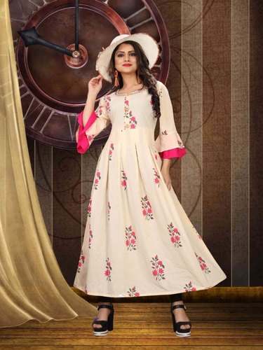 Anarkali 3/4th Sleeve Casual Kurti by Jai Shree and Co