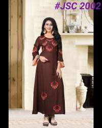 Brown Rayon Print Kurti