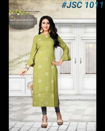 Ladies Long Rayon Print Kurti
