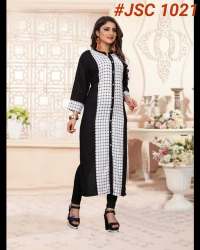 Ladies Plain Rayon Print Kurti