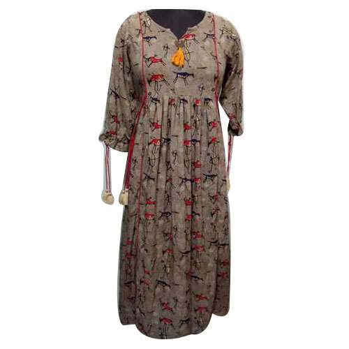 Ladies Printed Long Cotton Kurti