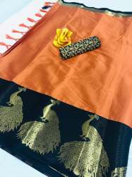 Peacock Design Soft Cotton Silk Sarees