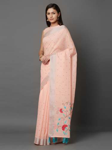   beautiful Tassals Linen silk  ﻿ Saree