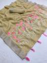   beautiful Tassals Linen silk  ï»¿ Saree thumb 1