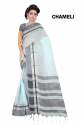 Casual Wear Ladies Plain Linen Sarees thumb 5