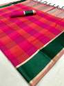 Checks weaving soft silk Saree thumb 3
