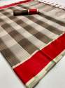 Checks weaving soft silk Saree thumb 5
