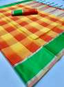 Checks weaving soft silk Saree thumb 6