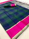 Checks weaving soft silk Saree thumb 7