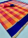 Checks weaving soft silk Saree thumb 8