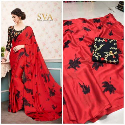 Satin Silk Printed Sarees