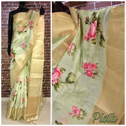 Fancy Linen Saree For Ladies