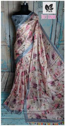 Jute Linen Printed Saree 
