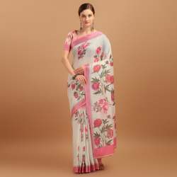 ladies linen saree