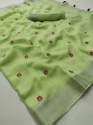  Linen With Embroidery Work Saree thumb 1