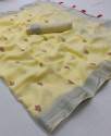  Linen With Embroidery Work Saree thumb 9
