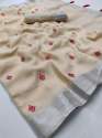 Linen With Embroidery Work Saree thumb 5