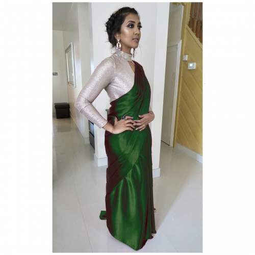 Buy Traditional Wear Teal Green Plain Work Chinnon Satin Saree Online From  Surat Wholesale Shop.