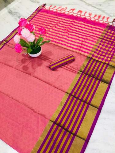 Soft cotton Silk Sarees With Meena Border