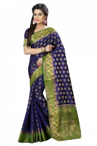 Laila Mor Fancy Zari Work Nylon Sarees