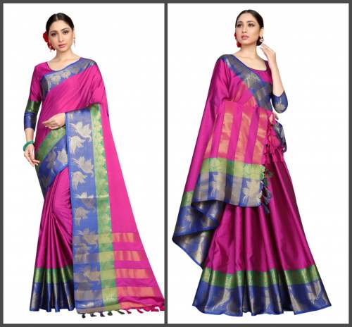 Parevadi Poly Cotton Saree With Border Jari