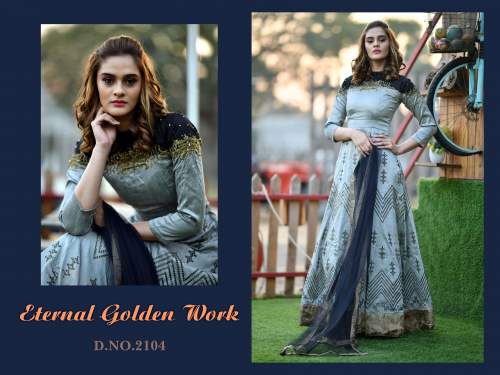 Grey Party wear gown - FLORY-2104