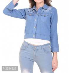 Girls Sky Blue Denim Shorts Jacket