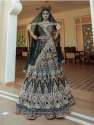 Dirty Green Semi-Stitched Embroidered Lehenga 