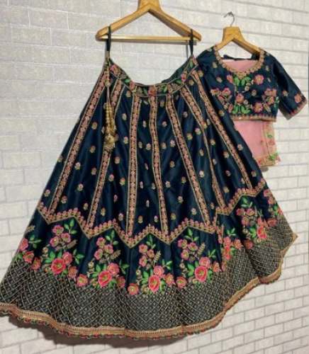 Dusty dark green  Satin Designer Lehenga Choli