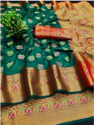 multi color Wedding Soft Lichi  Silk saree by Tashi Fashion
