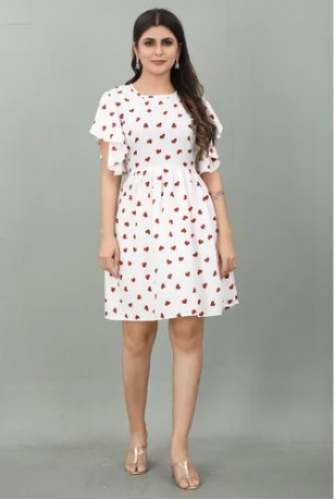 white Daily Wear Digital Printed one piece dress by Tashi Fashion